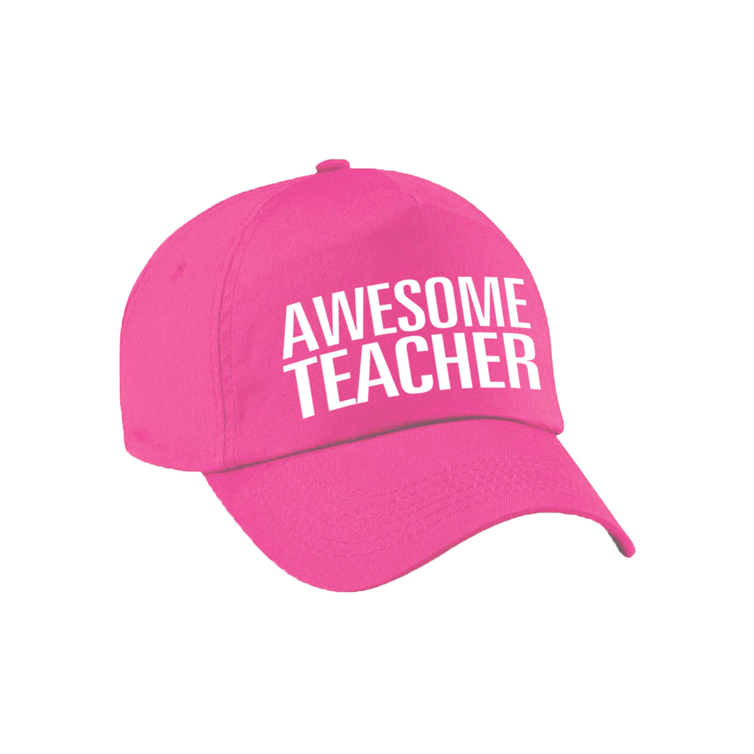 Awesome teacher cadeau pet / cap voor juf / meester roze voor dames en heren Top Merken Winkel